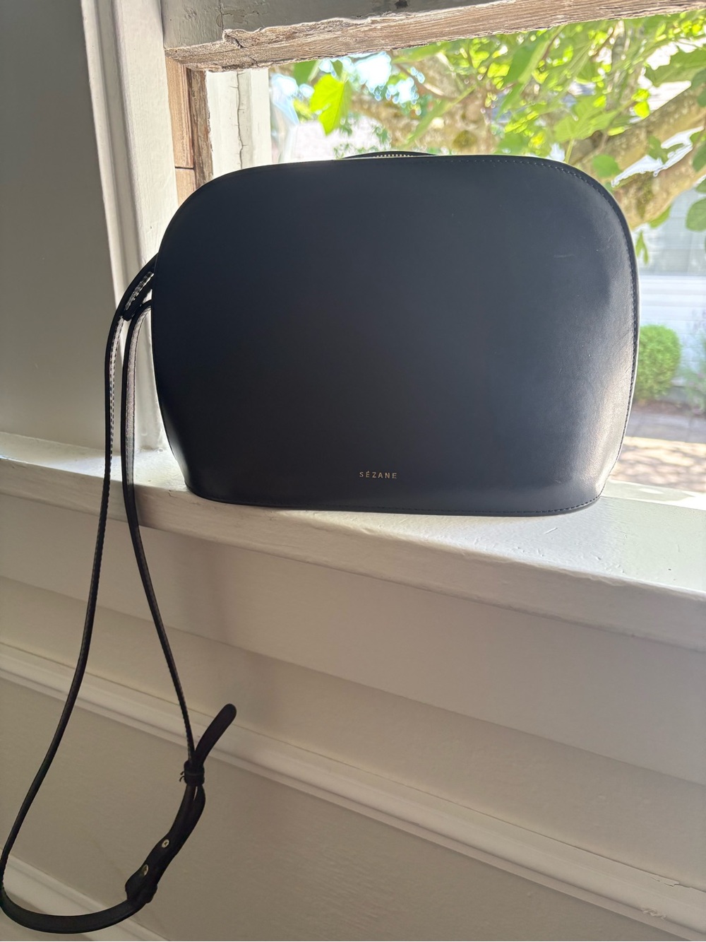 Sézane Heritage Victor Black Leather Crossbody Bag